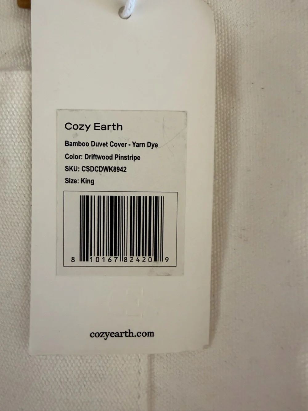 Cozy Earth Bamboo Duvet Cover - King - Driftwood Pinstripe NWT